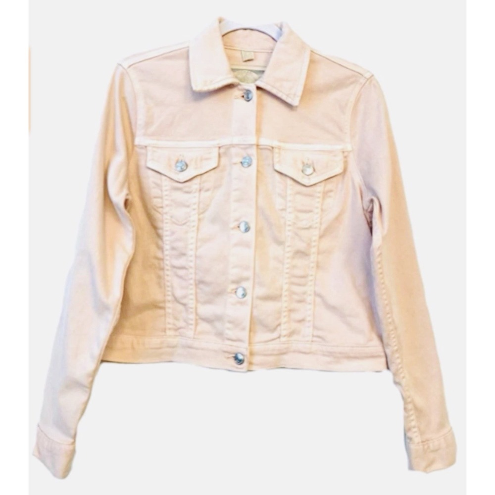 MICHAEL KORS Basic Button Front Denim Jacket Blossom Pink 100% Cotton Size M